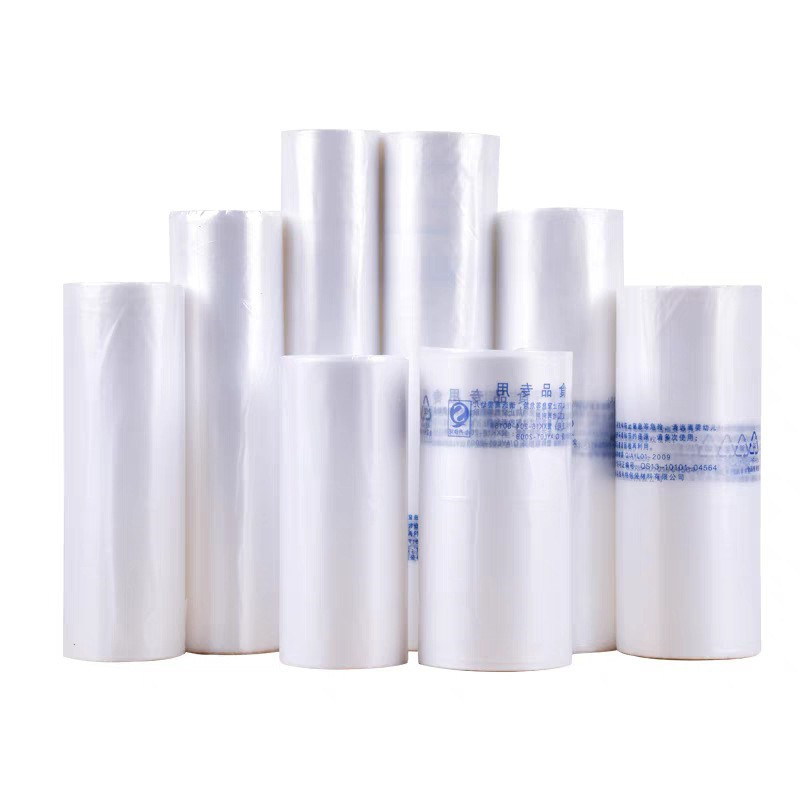 Clear plastic produce bags on a continuous roll for supermarket fruit and vegetable sections Clear plastic produce bags on a continuous roll for supermarket fruit and vegetable sections