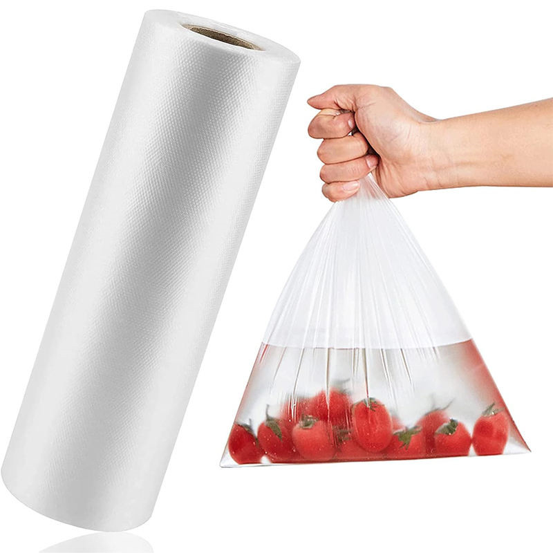 Open flat mouth produce bag filled with fresh fruit and vegetables in grocery store Open flat mouth produce bag filled with fresh fruit and vegetables in grocery store