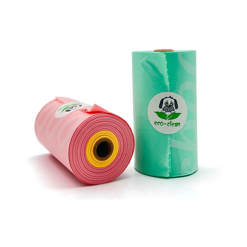 Dual-color dog poop bags on roll with color-change reminder – last 3 bags different color Dual-color dog poop bags on roll with color-change reminder – last 3 bags different color